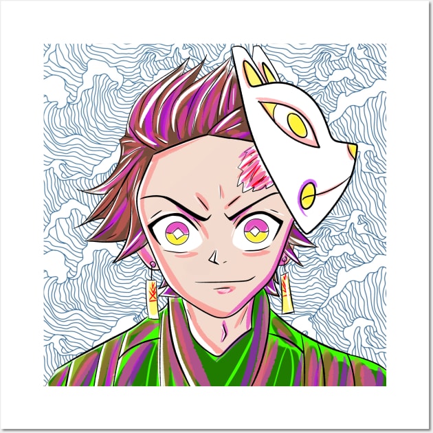 tanjiro kamado the kimetsu no yaiba samurai and demon slayer Wall Art by jorge_lebeau